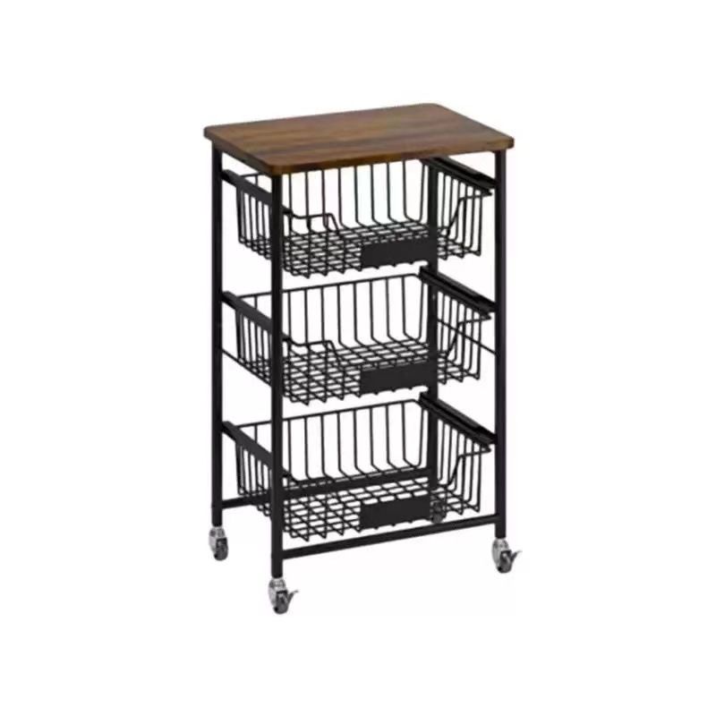 4-layer three pull-out basket with top panel storage car