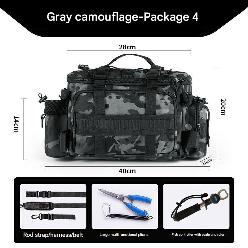 [Package 4] gray camouflage   large pliers   Fish control device with scale and ruler