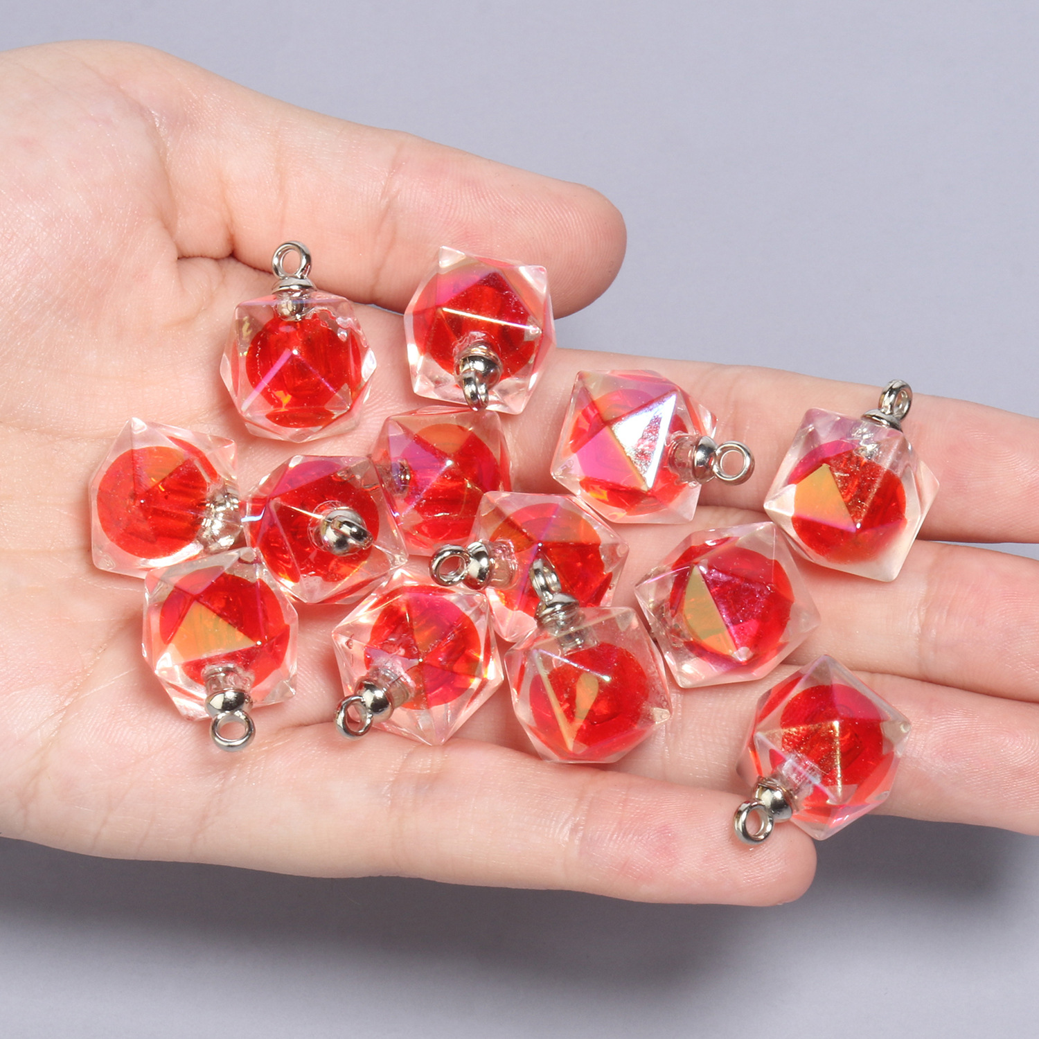 1:10 21x15mm red polygonal acrylic pendants