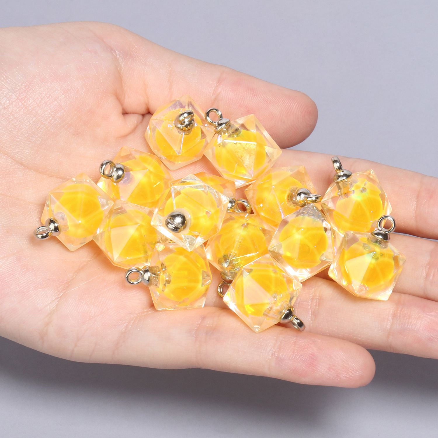 2:10 21x15mm yellow polygonal acrylic pendants