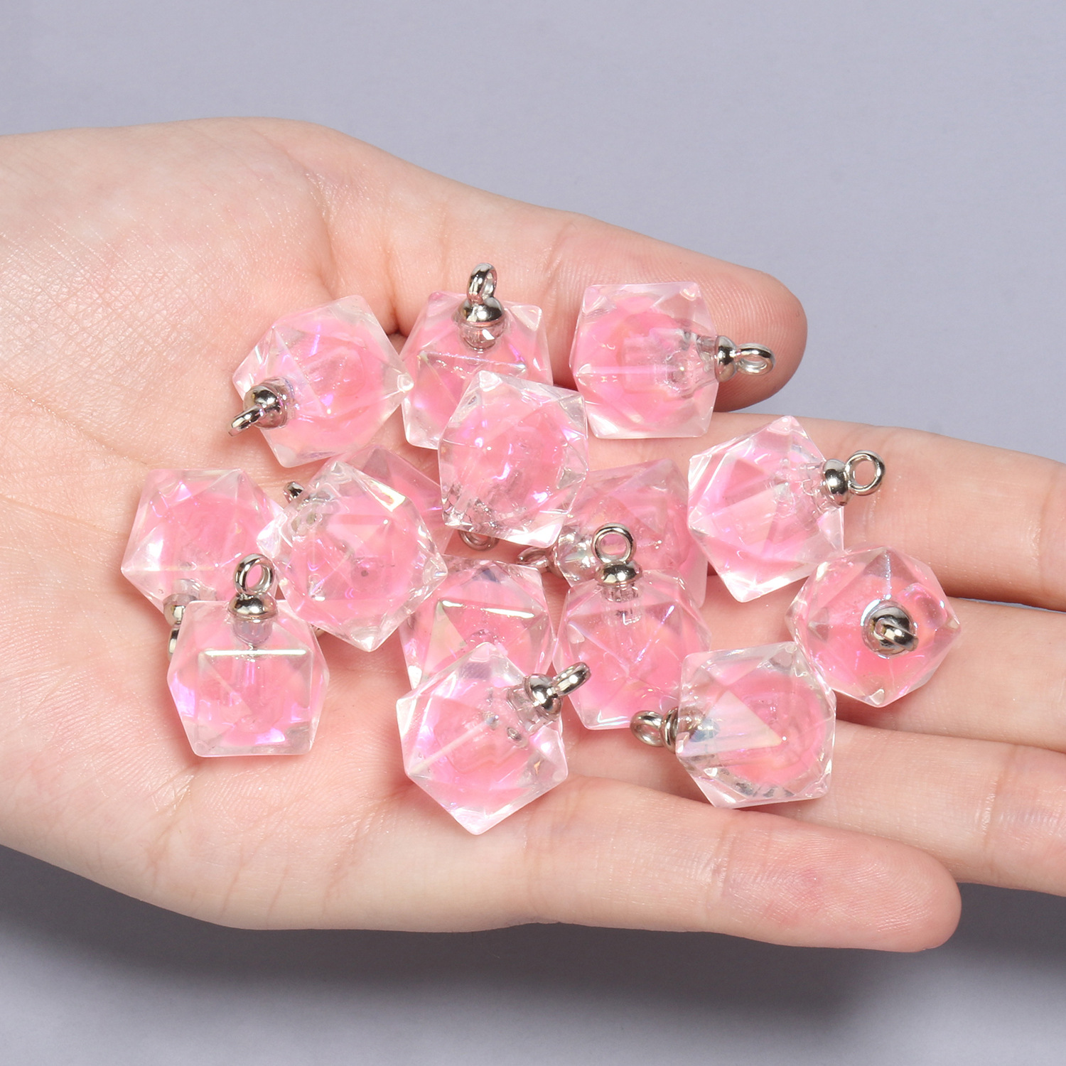 3:10 21x15mm light pink polygonal acrylic pendants