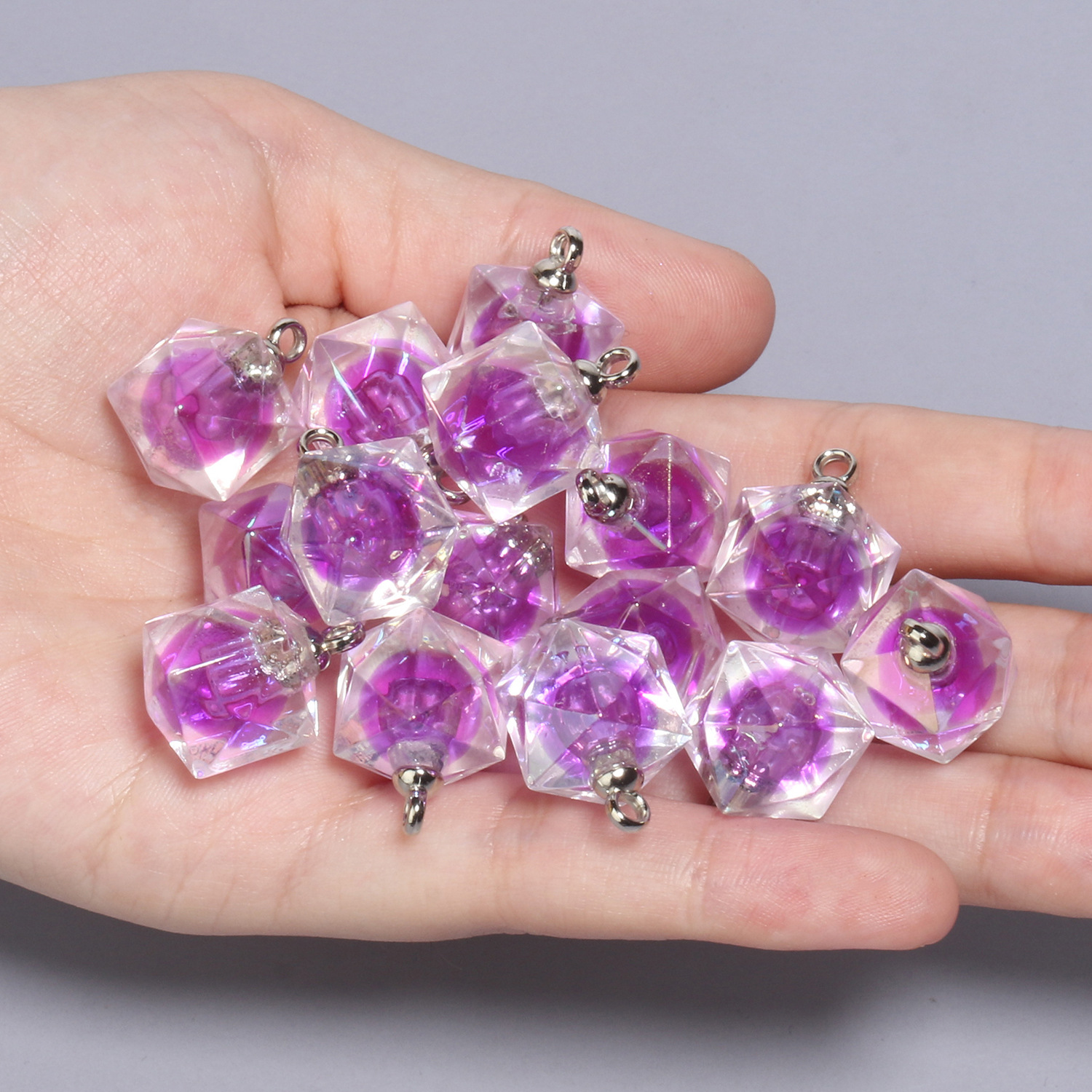 4:10 21x15mm purple polygonal acrylic pendants