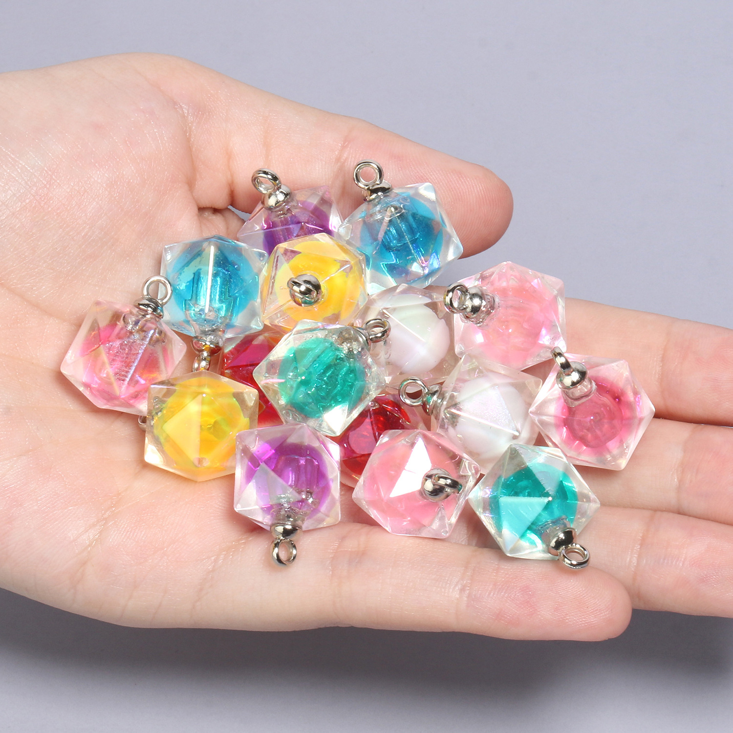 9:10 21x15mm mixed color polygonal acrylic pendants