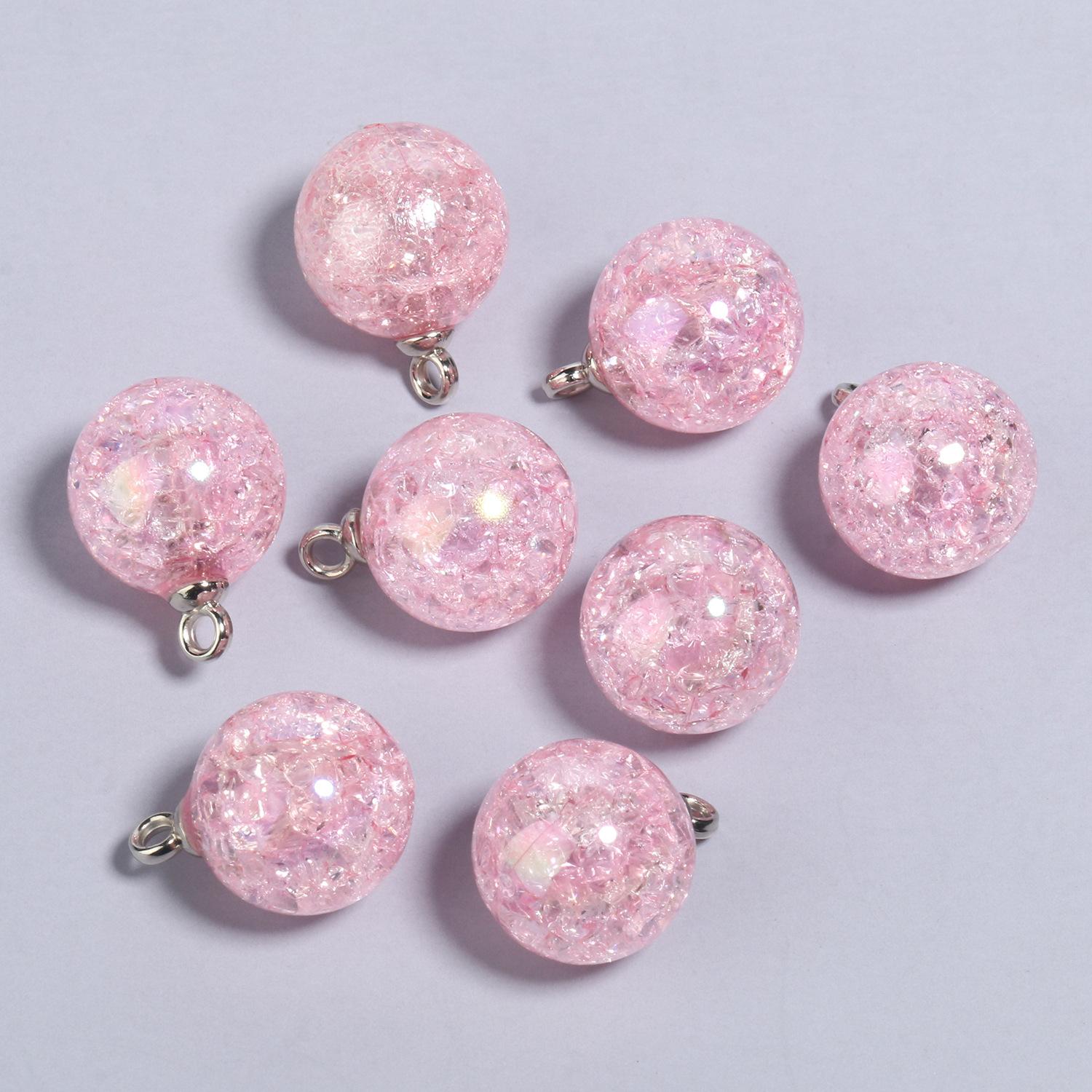 4:10 20.5x15mmab pink explosive stone round acrylic pendants