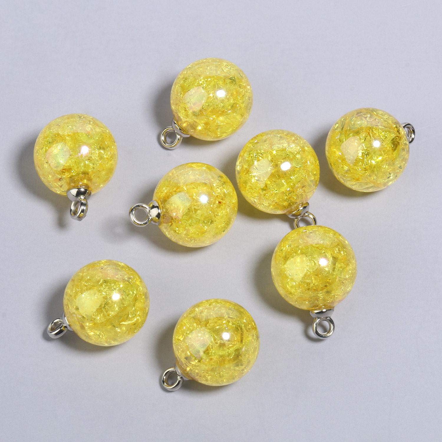 5:10 20.5x15mmab yellow explosive stone round acrylic pendants