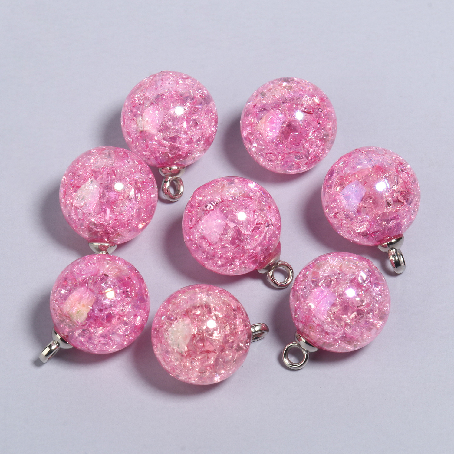 7:20.5x15mmab pink and purple explosive stone round acrylic pendants 10 pieces