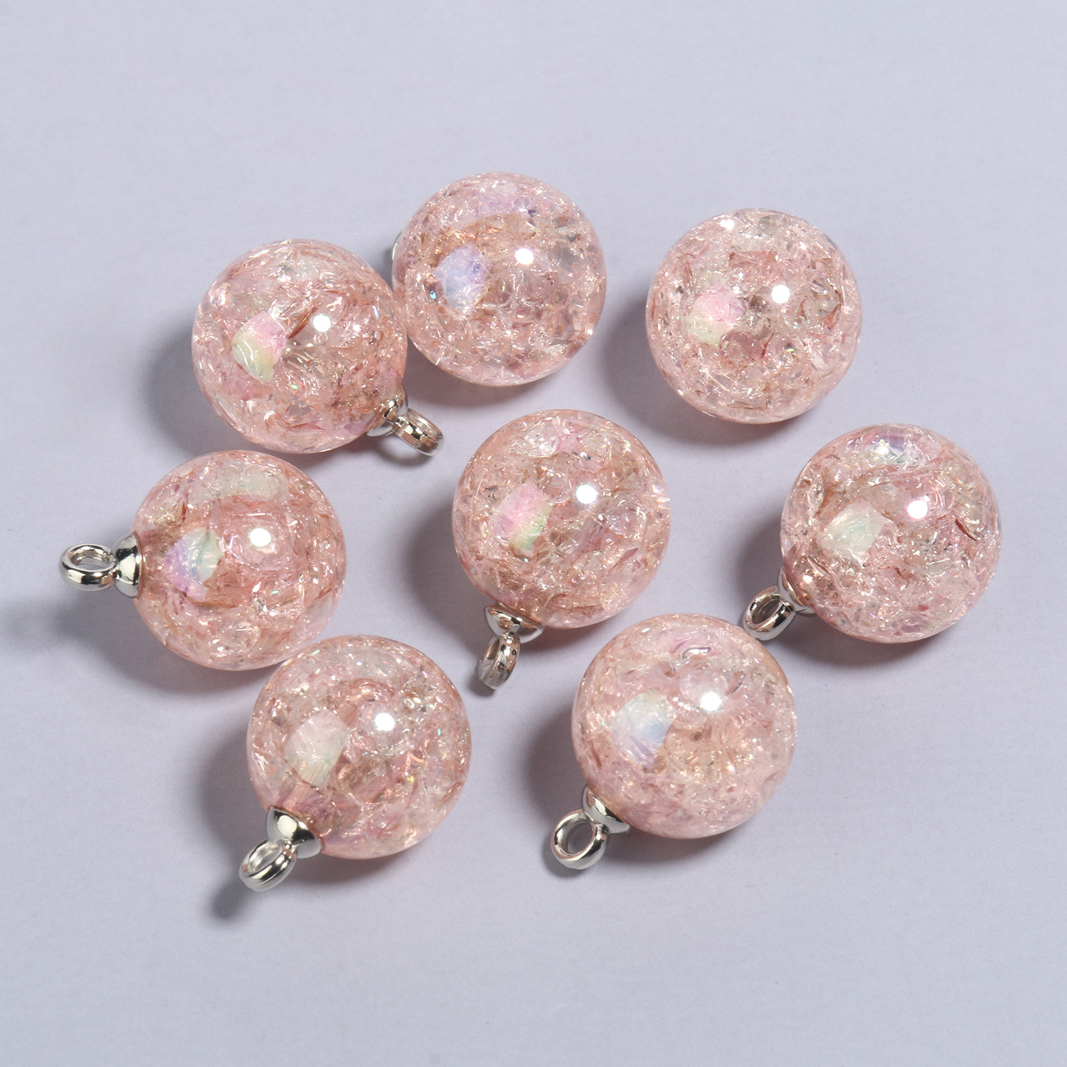 10:20.5x15mmab light pink explosive stone round acrylic pendants 10 pieces