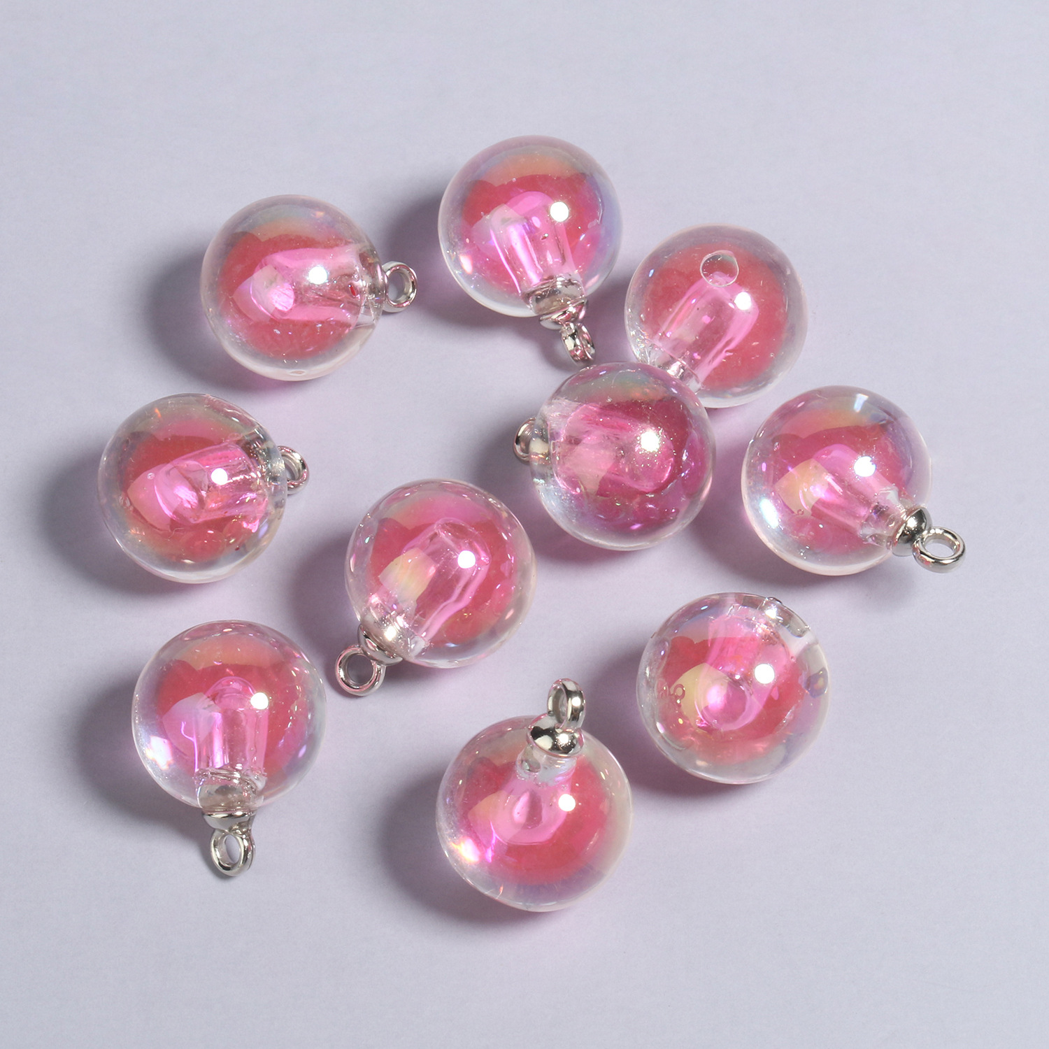 4:10 21x16mmab pink round acrylic pendants