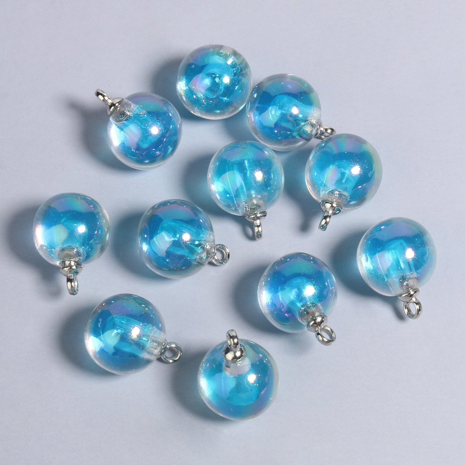 5:10 21x16mmab blue round acrylic pendants