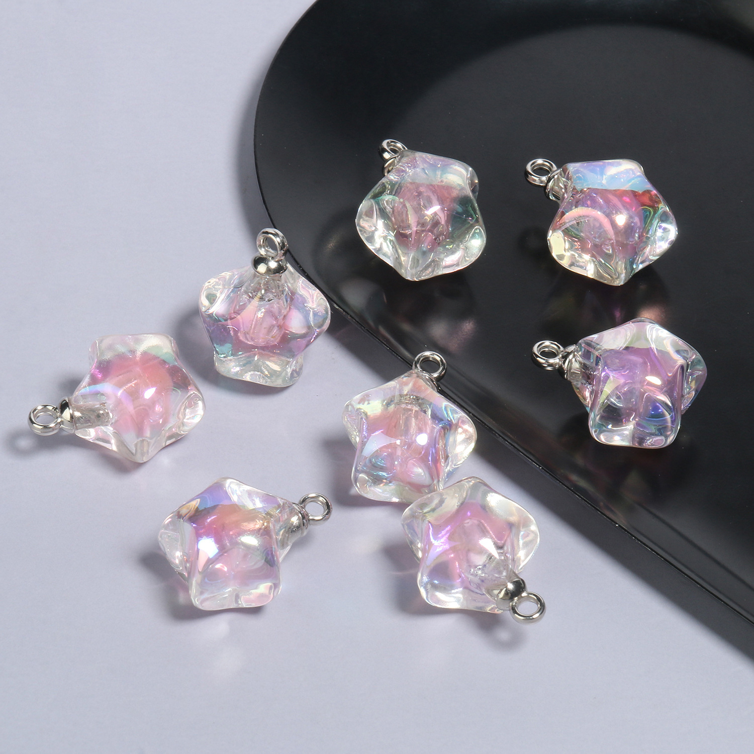 1:21x17mmab light pink five-pointed star acrylic pendants 10 pieces