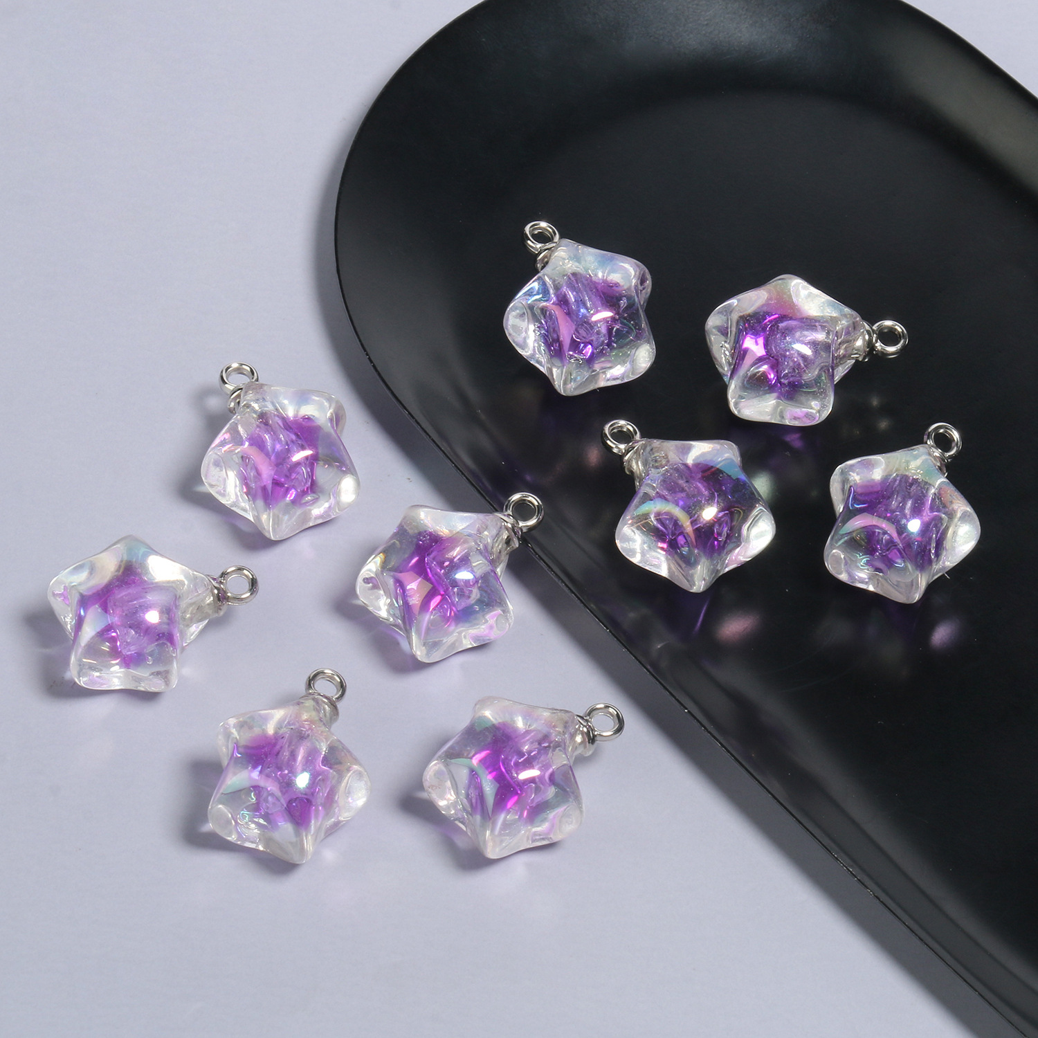 2:10 21x17mmab purple five-pointed star acrylic pendants