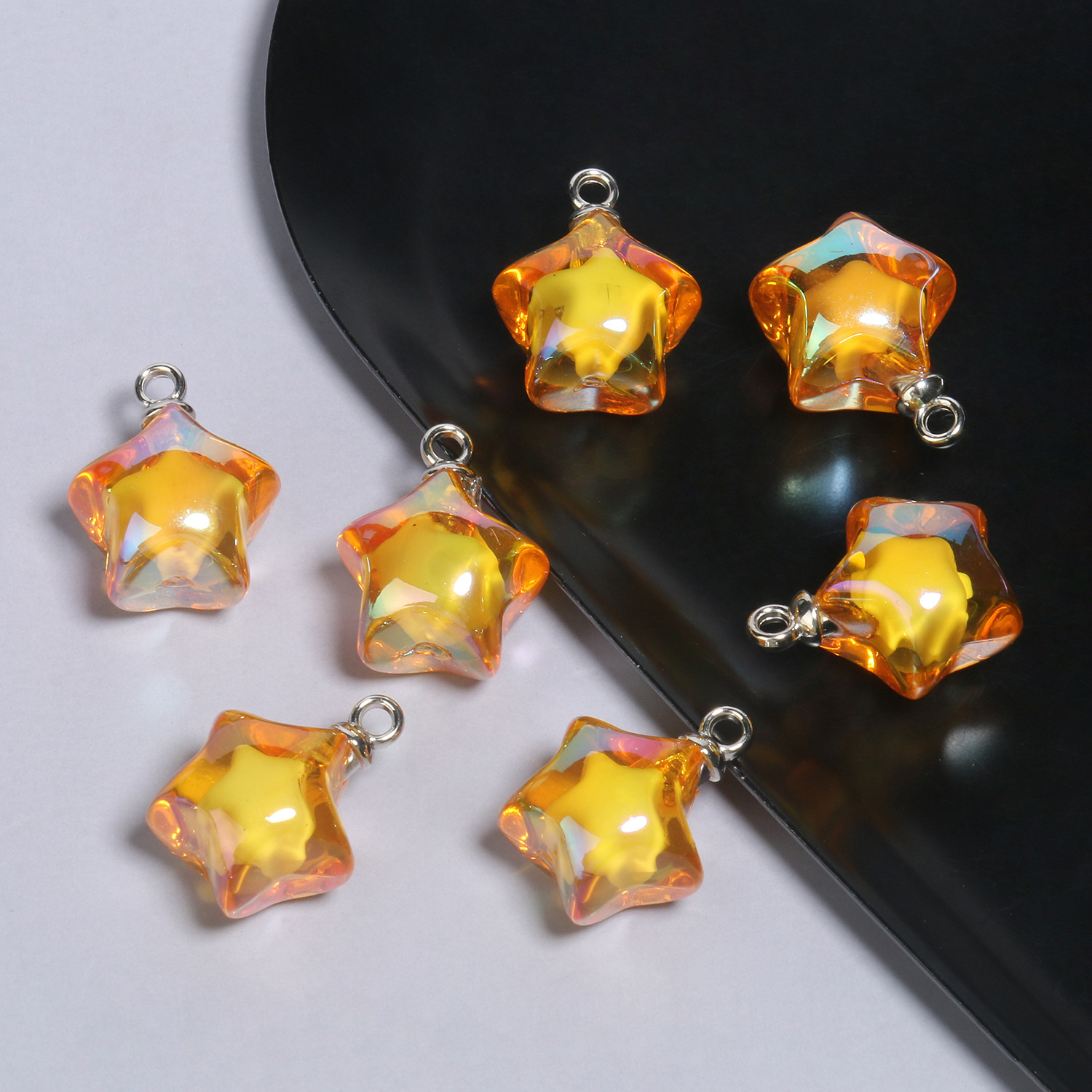 7:10 21x17mmab yellow five-pointed star acrylic pendants