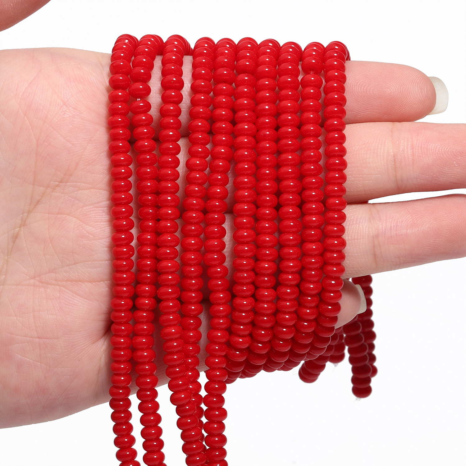 4.5×3mm red glossy crystal abacus beads