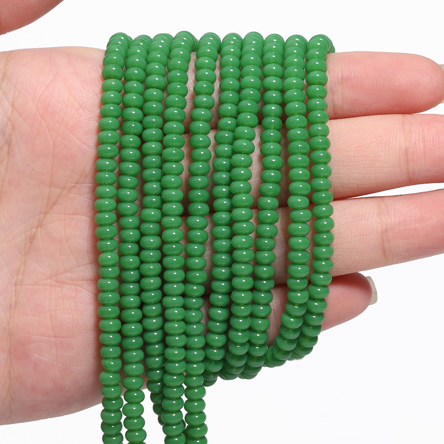 4.5×3mm green glossy crystal abacus beads