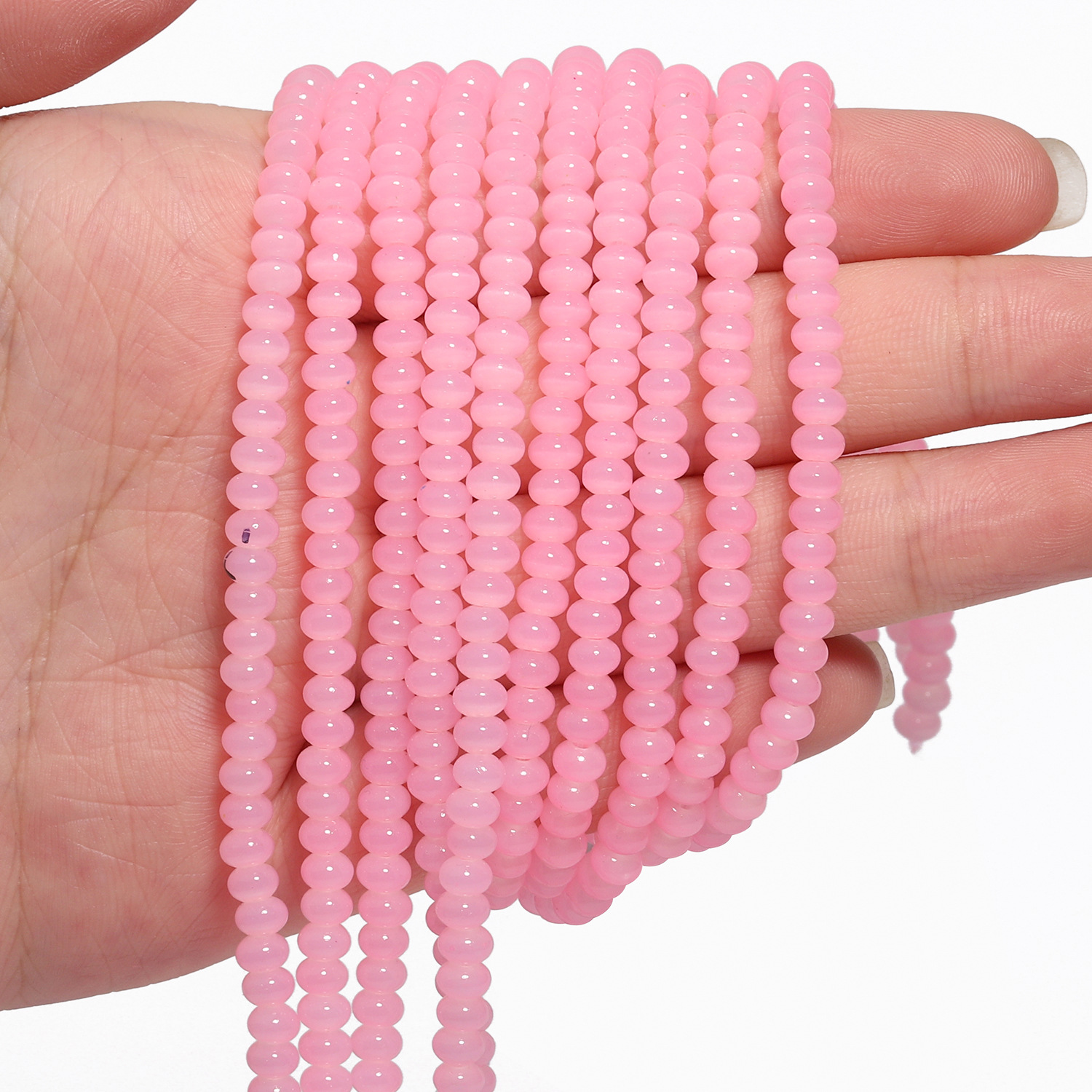 2:4.5×3mm pink glossy crystal abacus beads