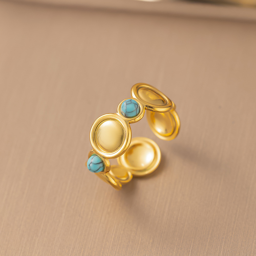 1:[JZF76] round turquoise ring gold