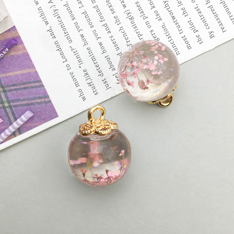3:1 pink transparent glass ball starry sky 16*20mm-3.5g-16406