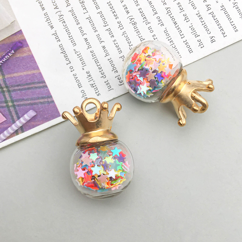 11:1 colorful star sequined crown glass ball 16*25mm-1.6g-16529
