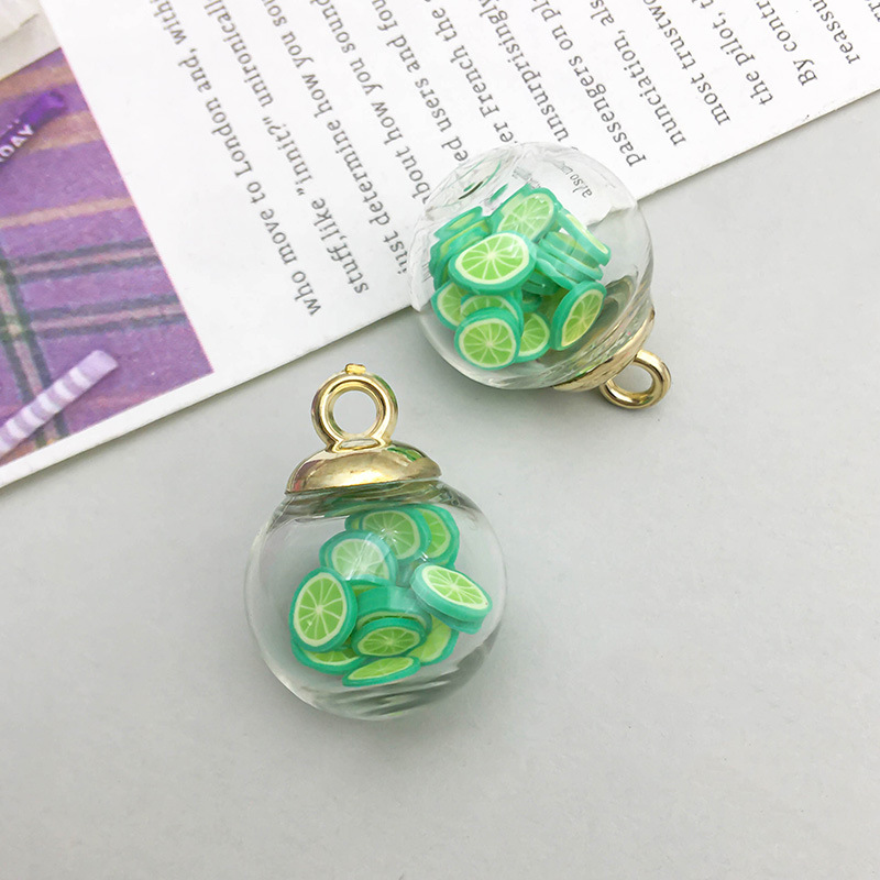 15:1 green fruit glass ball pendant 15*21mm-1.3g-16533