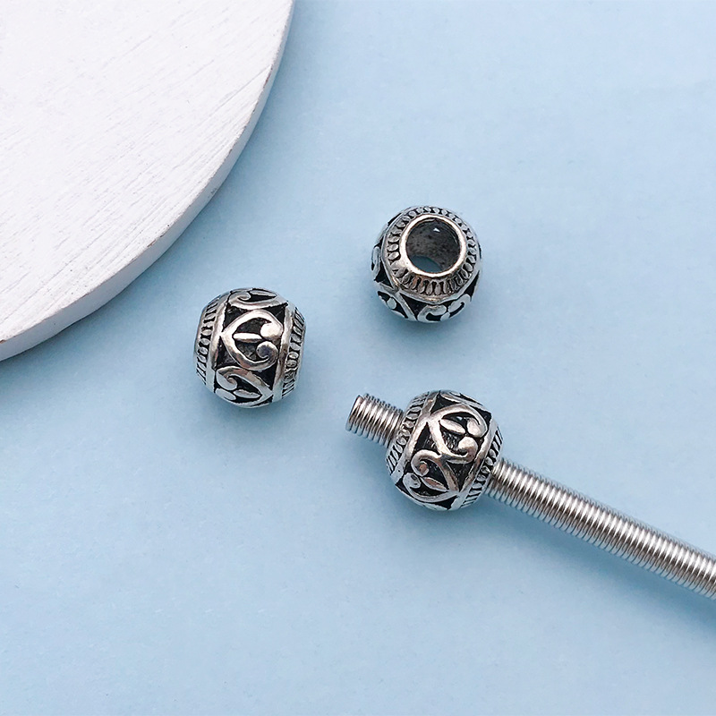 11:1 Ancient silver hollow heart Big Hole beads 9*11 hole 4mm-16479-1.6g