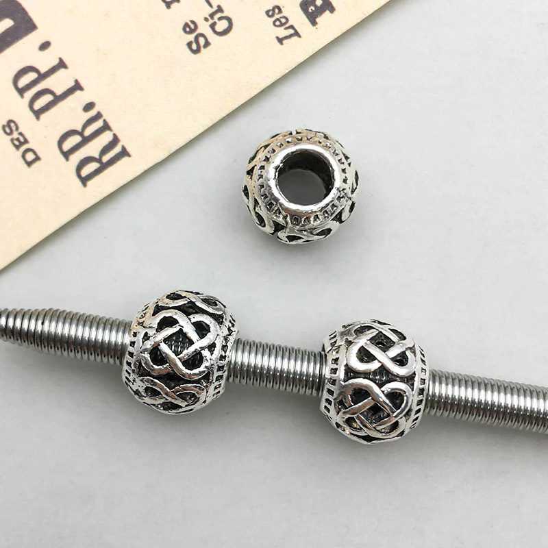 3:1 antique silver hollow flower-shaped large hole beads 9*11mm-1.3g-16634