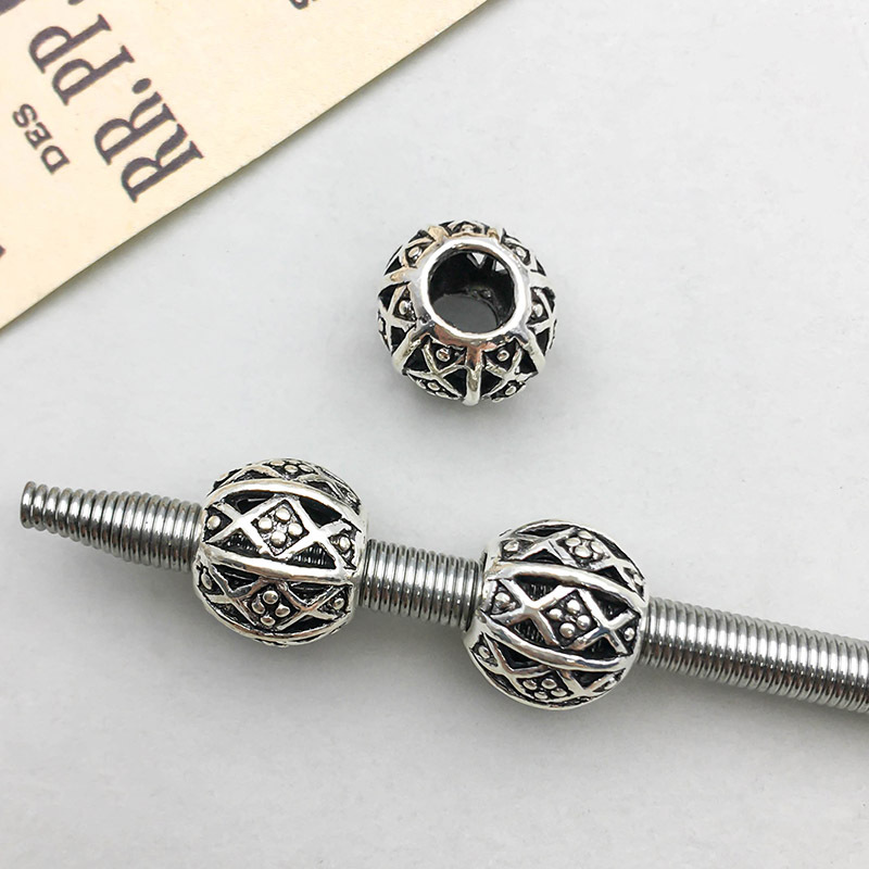 6:1 antique silver hollow flower-shaped large hole beads 9*11mm-1g-16637
