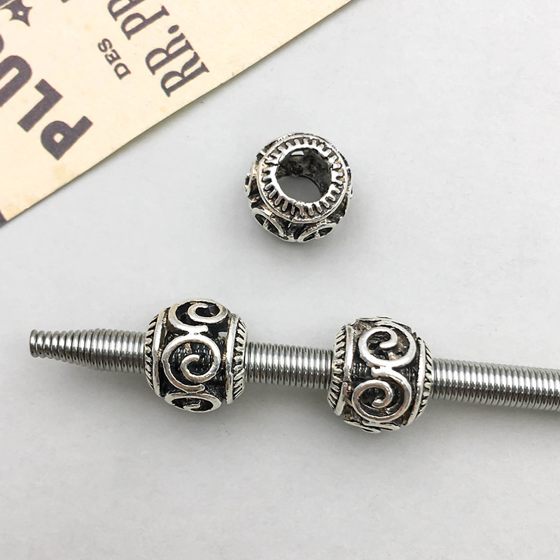 7:1 antique silver hollow flower-shaped large hole beads 9*11mm-1.2g-16638
