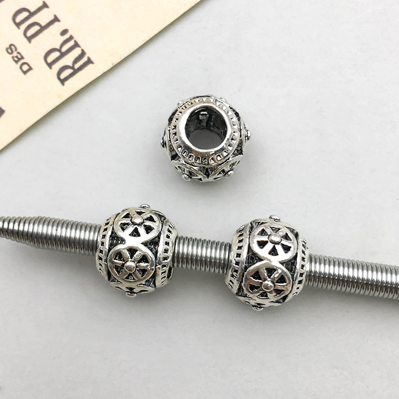 8:1 antique silver hollow heart Big Hole beads 9*11mm-1.4g-16639