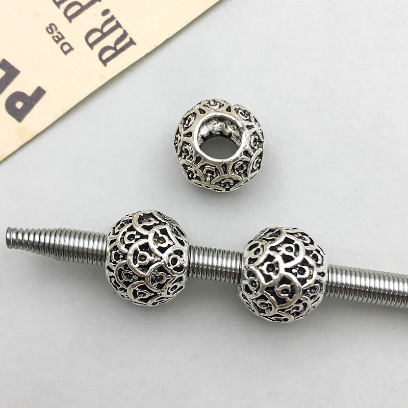 9:1 antique silver hollow flower-shaped large hole beads 9*11mm-1.8g-16640