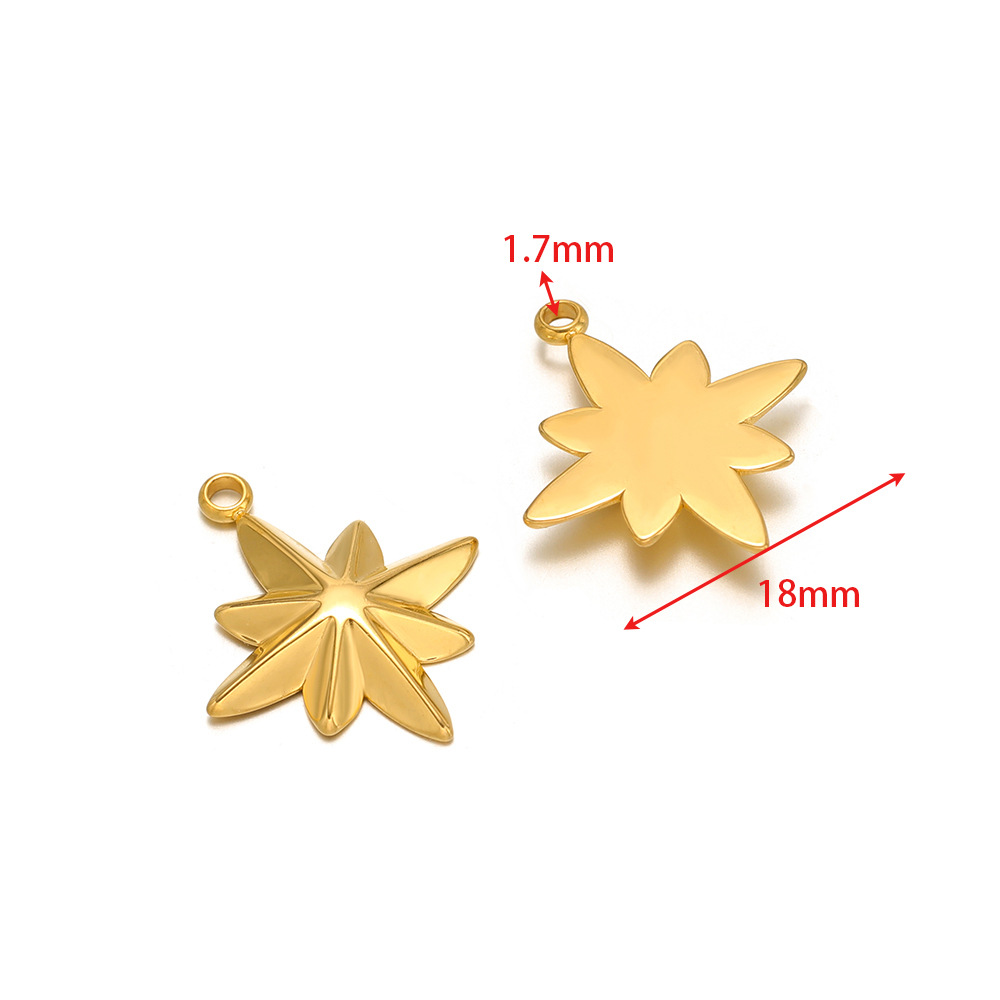 1:18mm wide eight-pointed star 1.7mm single hole gold