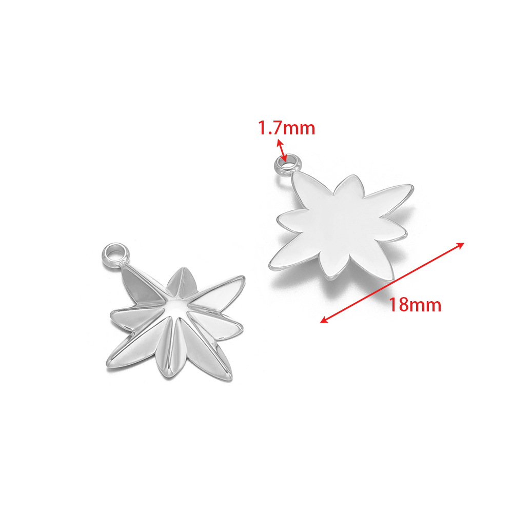 2:18mm wide eight-pointed star 1.7mm single hole steel color