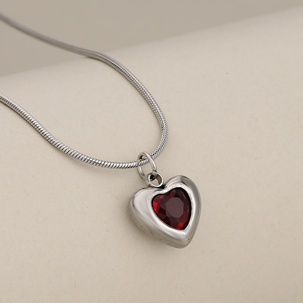 Silver - Red stone