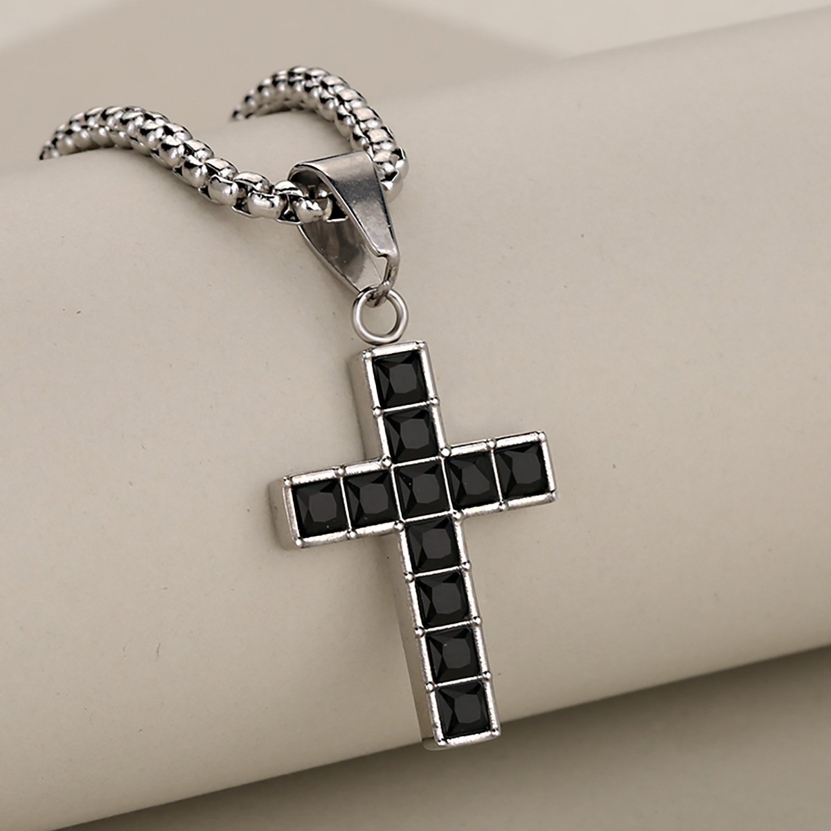 Silver - Black stone