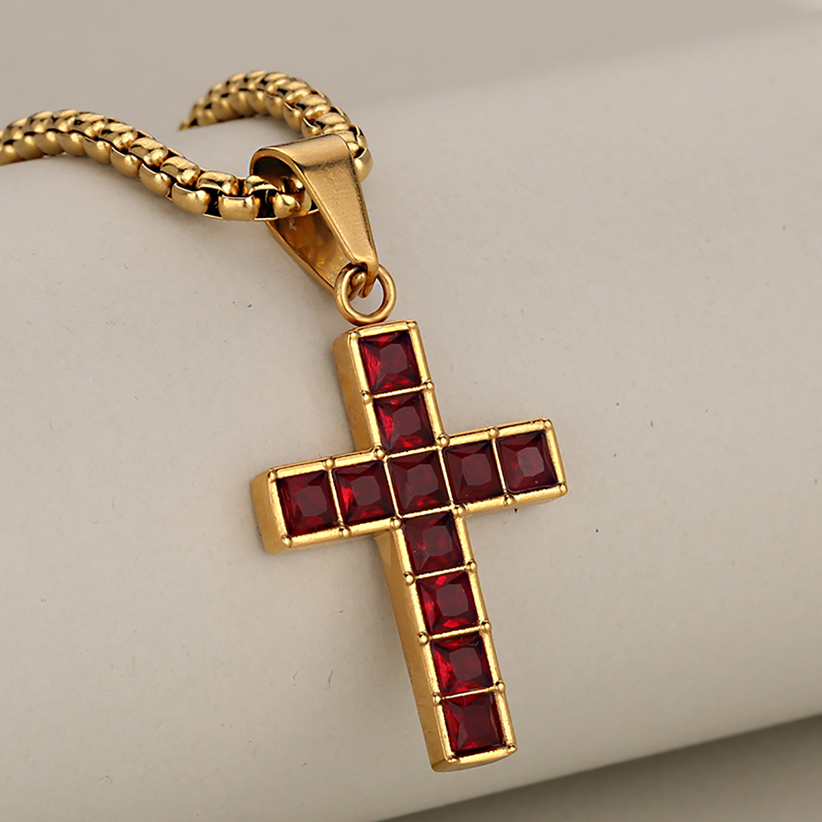 4:Gold red stone (single pendant)