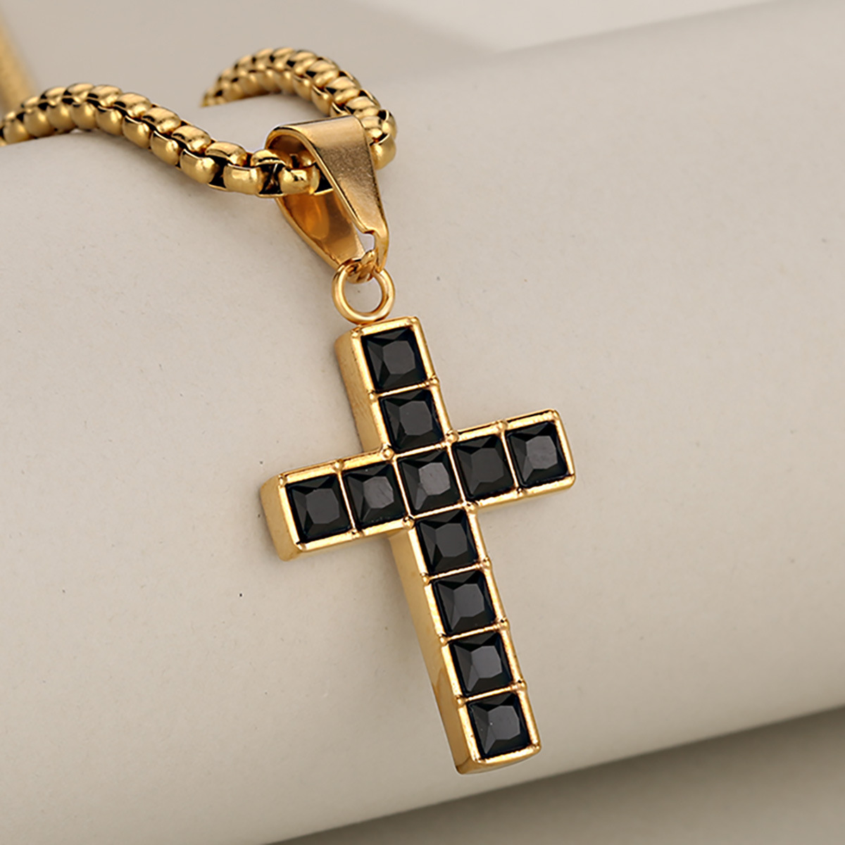 8:Gold black stone (single pendant)