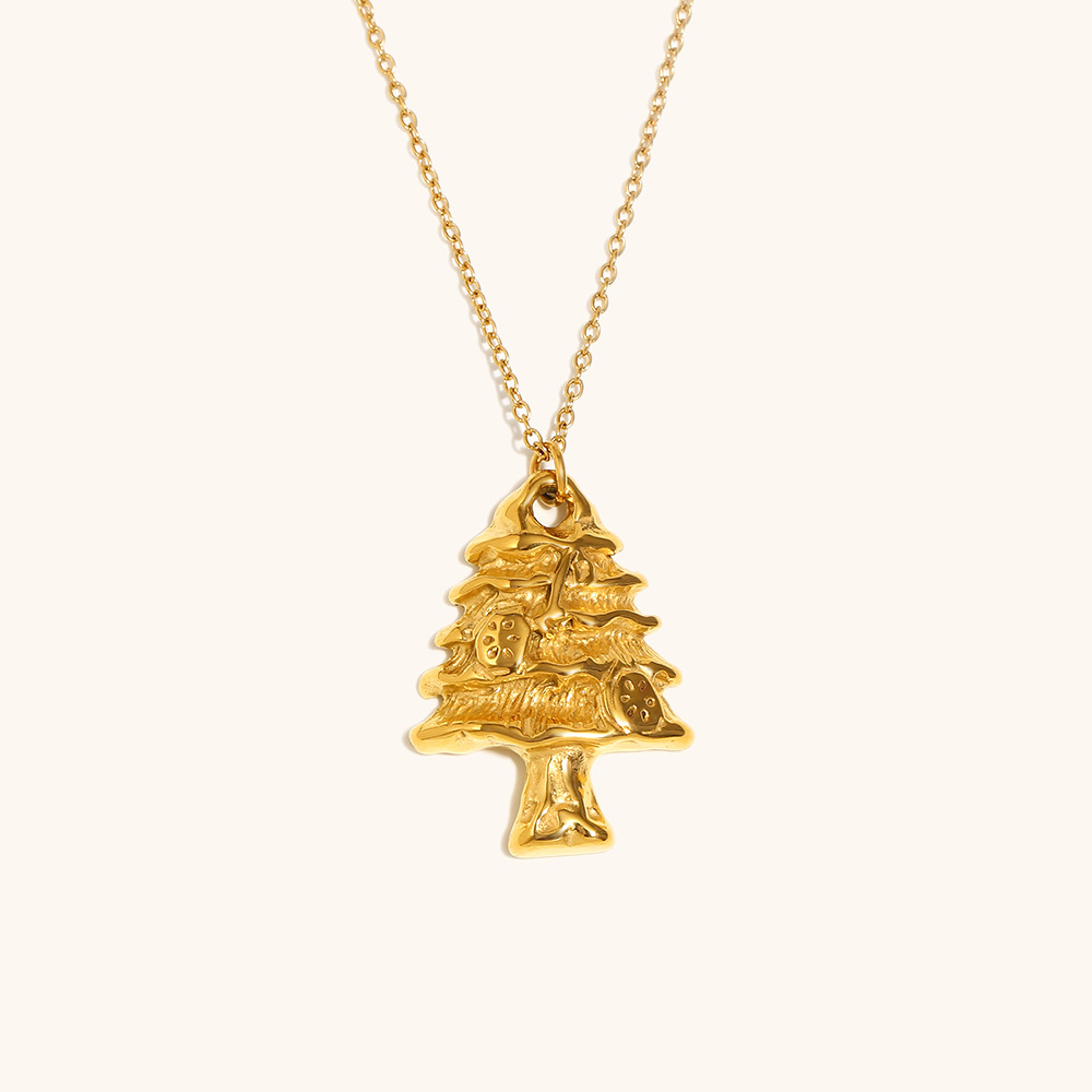 1:Christmas tree pendant necklace-gold