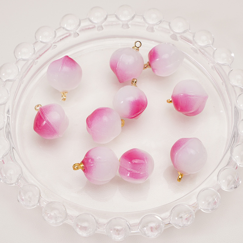 Peach about 13x17mm pink + golden sheep eye 2 pcs/