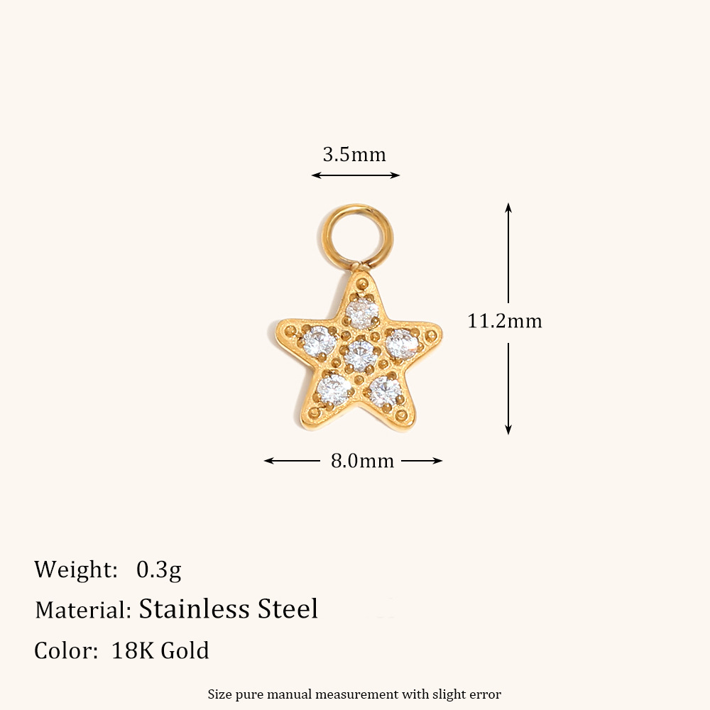 3:White zirconium five-pointed star pendant-gold