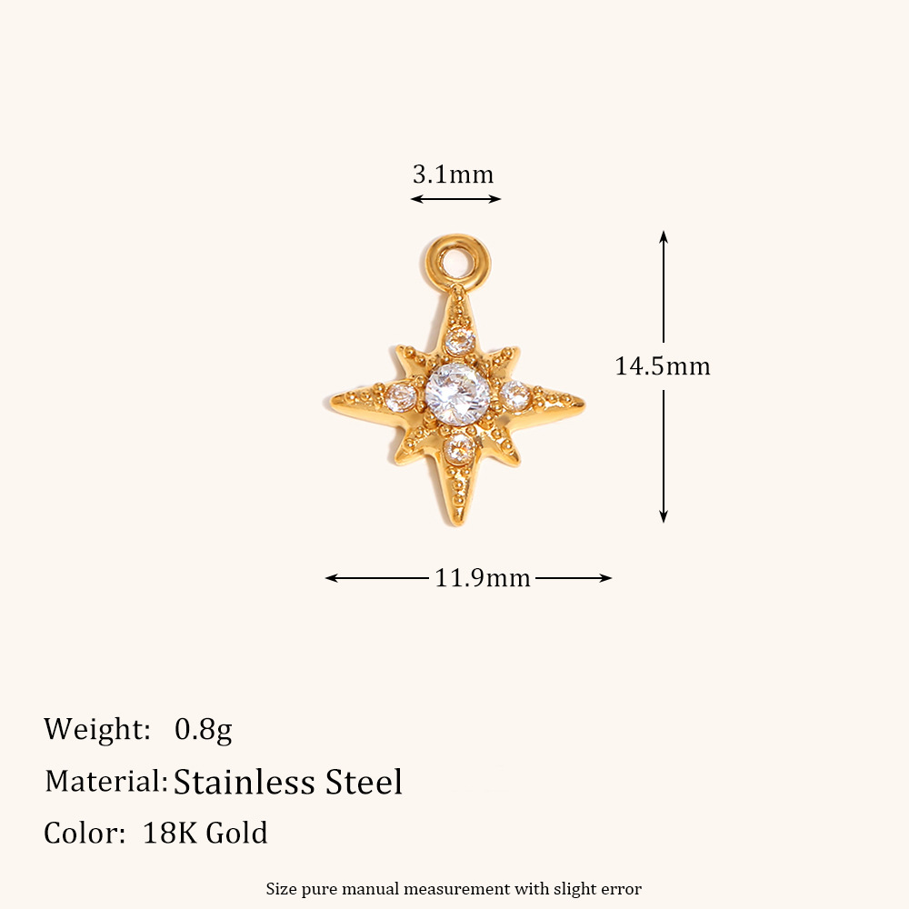 7:White zirconium eight star pendant-gold
