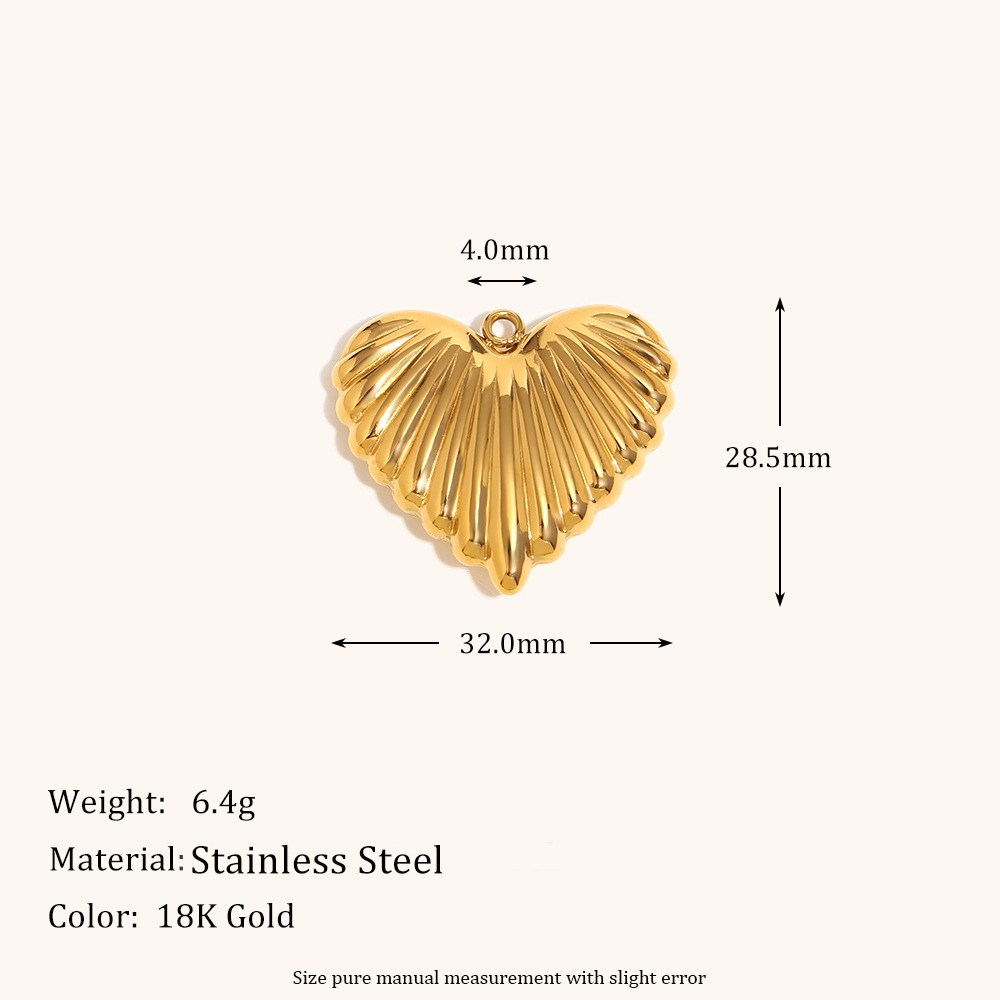 11:Striped hollow love pendant-gold