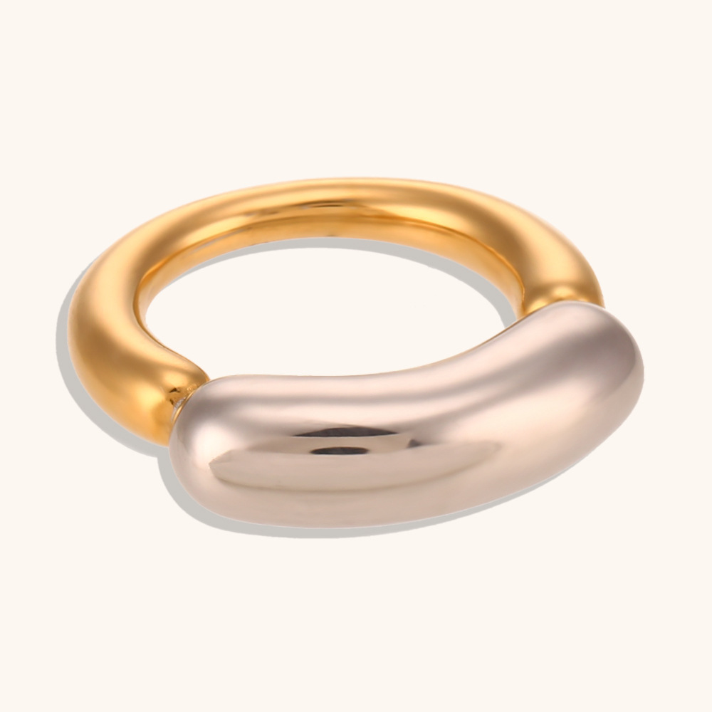 Casting creative thick line smile ring-two-color U