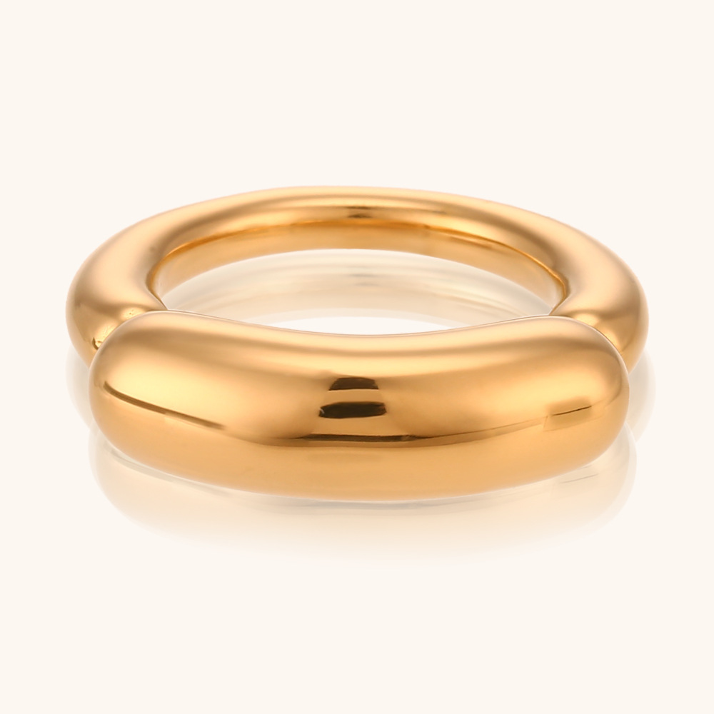 Casting creative thick line smile ring-Gold US Siz
