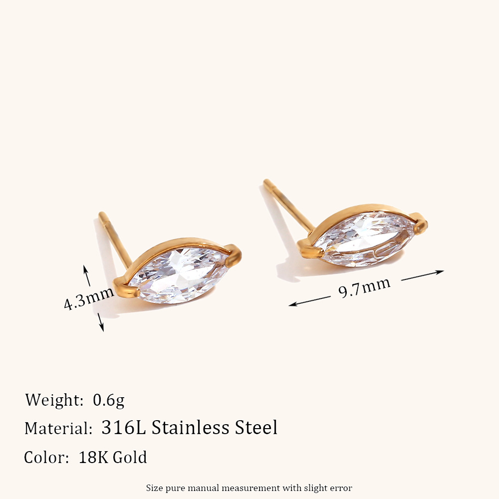4:Mini zircon horse eye stud earrings-Gold