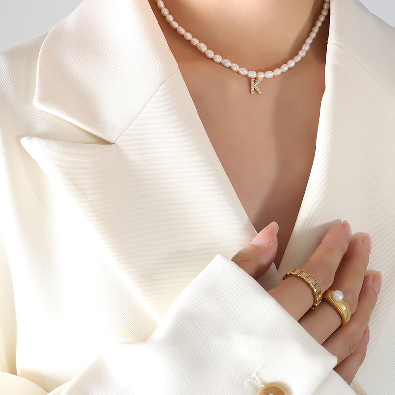 11:P1301-K letter gold necklace 38 7cm