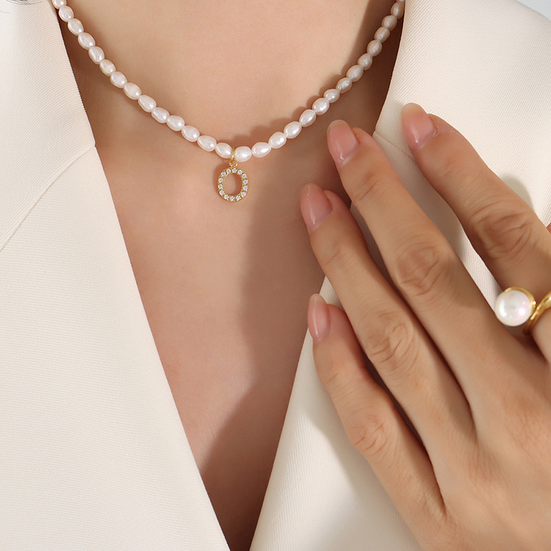 15:P1301-O letter gold necklace 38 7cm