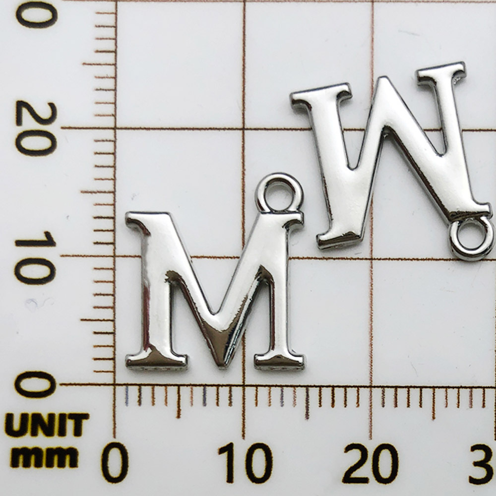 14:1 white k rack plated letter m-14x15mm-1.1g