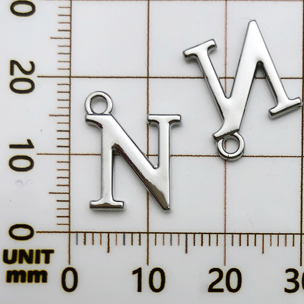 15:1 white k rack plated letter n-13x16mm-0.9g