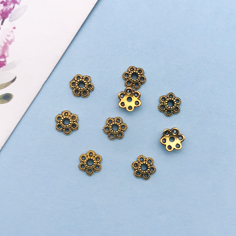 5:1 antique gold flower-shaped flower hat 6*6 holes 1.4 mm-16605-0.1g