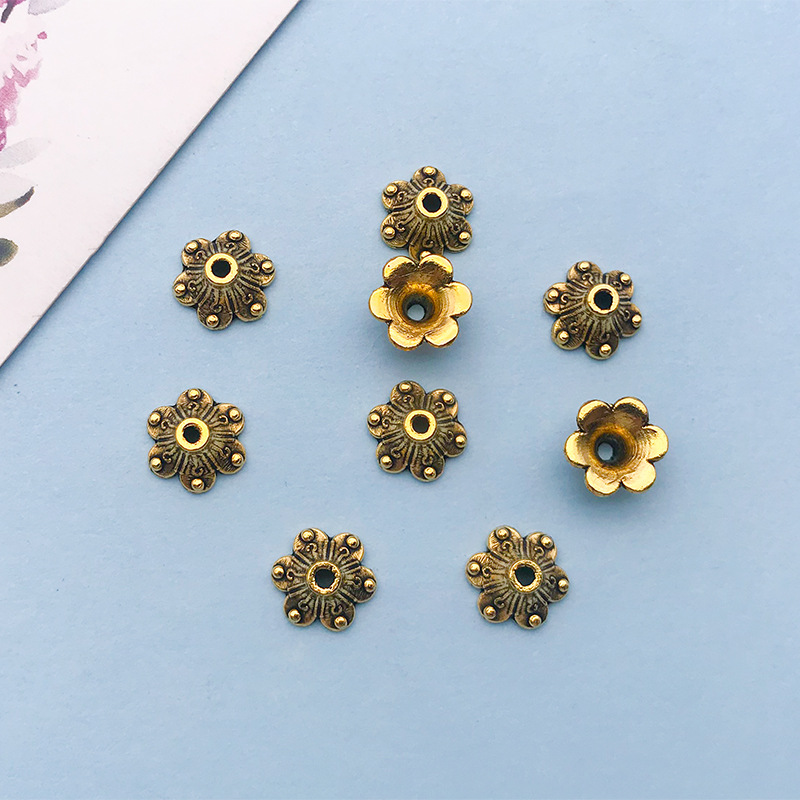 10:1 antique gold flower-shaped flower hat 8*8 holes 1.5 mm-16610-0.2g