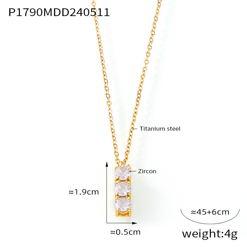 1:P1790-Gold White Zircon Necklace